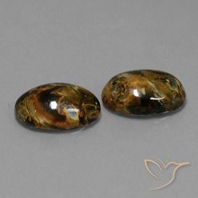 9.17 ctw Multicolor Pietersite Stones, Natural Pietersite in Oval Cabochon Shape for Sale