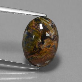 4.11 ct Multicolor Pietersite Gemstone, Pietersite Gem in Oval Cabochon Shape for Sale.