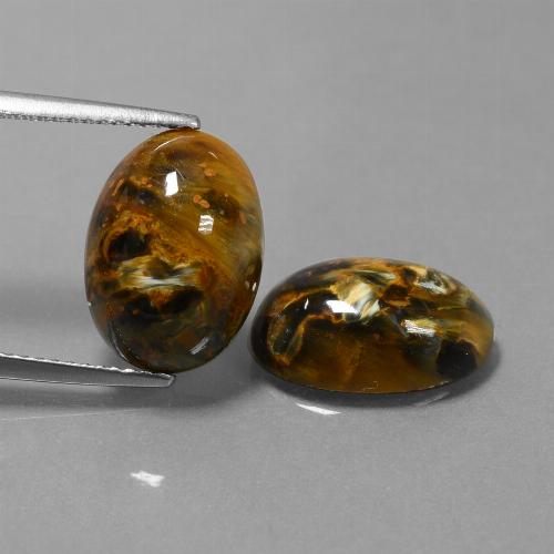 2 pièces assorties Pietersite Multicolore Ovale de taille 14,1 x 10,1mm, poids total de 9,38 ct / moyenne de 4,69 ct chacune, Multicolore avec pureté Opaque , pierre gemme naturelle Non traité, dureté de Mohs 6.5 à 7 convient aux bijoux de tous les jours, pierre de sagesse, Photo A