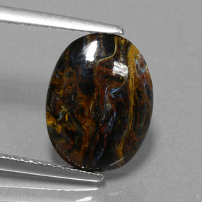 3.16 ct Multicolor Pietersite Gemstone, Pietersite Gem in Oval Cabochon Shape for Sale.