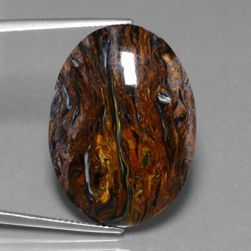 Pietersite Multicolore oval cabochon de Namibie, 29,3 x 21,5mm, poids de 24,57 ct, pierre gemme naturelle Non traité de pureté Opaque , 1 pièce Pietersite, couleur Multicolore, dureté Mohs de 6.5 à 7 convient aux bijoux de tous les jours, pierre de sagesse, Photo A
