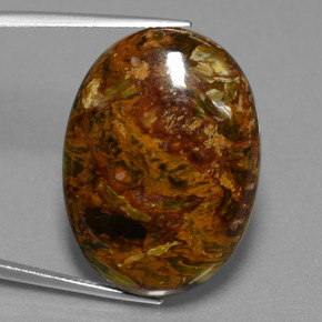 37.98 ct Multicolor Pietersite Gemstone, Pietersite Gem in Oval Cabochon Shape for Sale.
