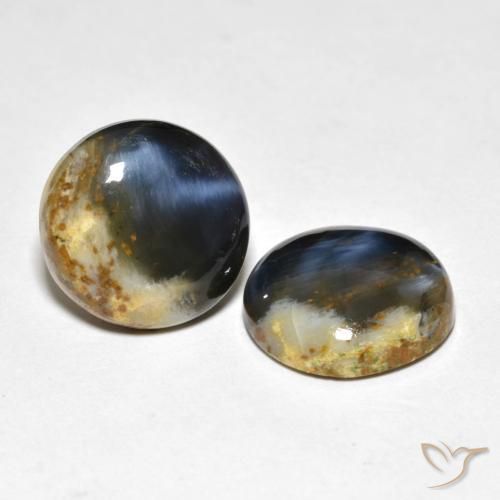 12.86 ctw Multicolor Pietersite Stones, Natural Pietersite in Round Cabochon Shape for Sale