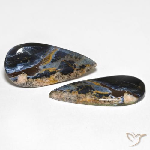 25.47 ctw Multicolor Pietersite Stones, Natural Pietersite in Pear Cabochon Shape for Sale