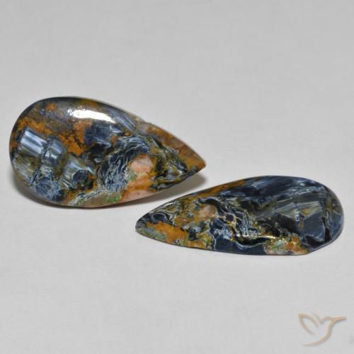 13.64 ctw Multicolor Pietersite Stones, Natural Pietersite in Pear Cabochon Shape for Sale
