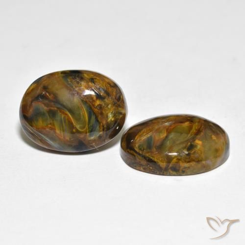 16.92 ctw Multicolor Pietersite Stones, Natural Pietersite in Oval Cabochon Shape for Sale