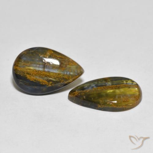 10.97 ctw Multicolor Pietersite Stones, Natural Pietersite in Pear Cabochon Shape for Sale