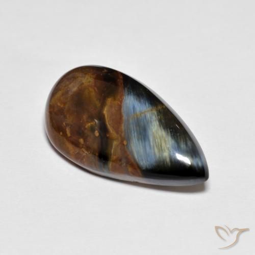 5.13ct Natural Multicolor Pietersite, Pear Shape, Opaque