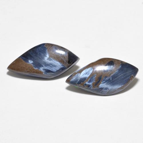 Par de Pietersita Elegante a juego de 16,2 x 8mm - Peso 5,34 ct en total / promedio. 2,67 ct cada uno, color Multicolor en claridad Opaco, piedra preciosa natural No tratado, dureza de Mohs 6.5 - 7 Adecuado para joyas de uso diario, Photo A