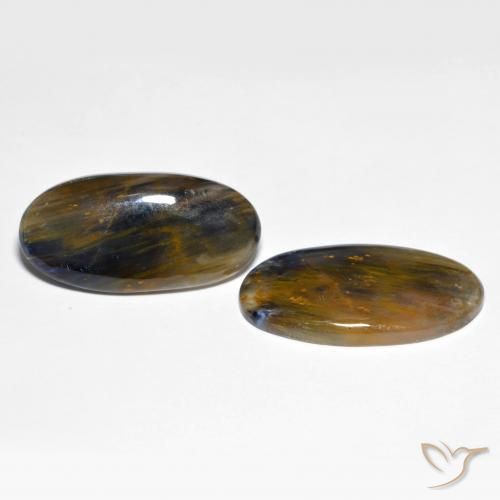 22.72 ctw Multicolor Pietersite Stones, Natural Pietersite in Oval Cabochon Shape for Sale