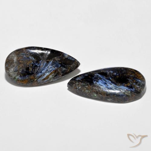 14.24 ctw Multicolor Pietersite Stones, Natural Pietersite in Pear Cabochon Shape for Sale