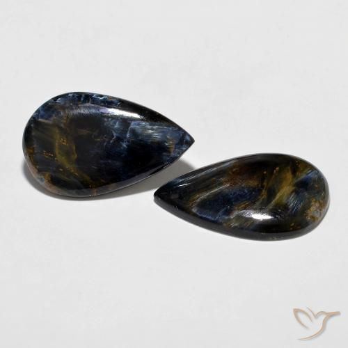 16.86 ctw Multicolor Pietersite Stones, Natural Pietersite in Pear Cabochon Shape for Sale
