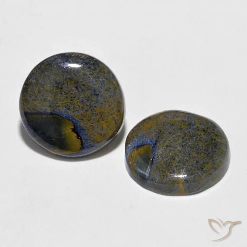 6.89 ctw Multicolor Pietersite Stones, Natural Pietersite in Round Cabochon Shape for Sale
