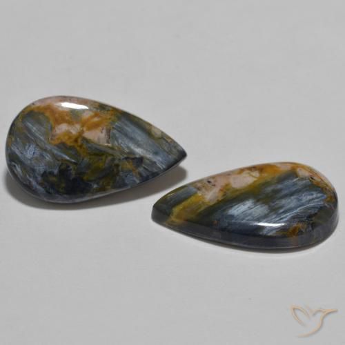 11.31 ctw Multicolor Pietersite Stones, Natural Pietersite in Pear Cabochon Shape for Sale