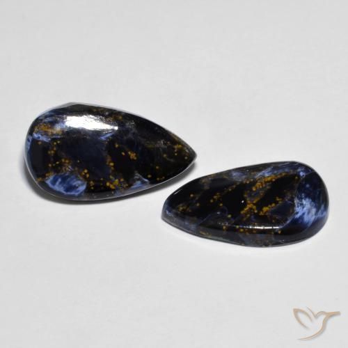 12.05 ctw Multicolor Pietersite Stones, Natural Pietersite in Pear Cabochon Shape for Sale