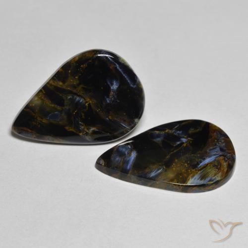 8.64 ctw Multicolor Pietersite Stones, Natural Pietersite in Pear Cabochon Shape for Sale