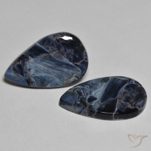 8.69 ctw Multicolor Pietersite Stones, Natural Pietersite in Pear Cabochon Shape for Sale