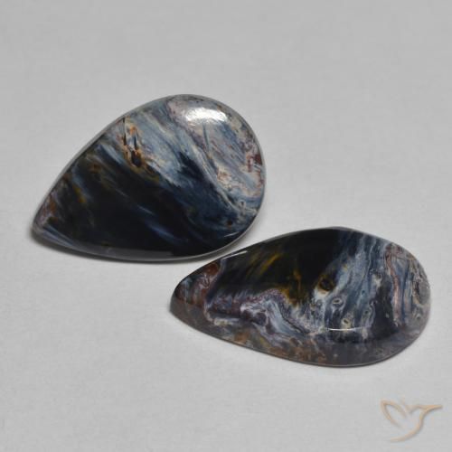 5.95 ctw Multicolor Pietersite Stones, Natural Pietersite in Pear Cabochon Shape for Sale