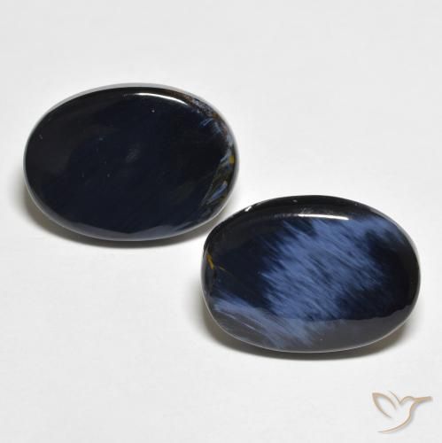 15,5 x 11,3mm Oval Pietersite-Paar - Gewicht 10,29 ct gesamt / durchschnittl. 5,15 ct, Garantiert natürliche Edelsteine, Mehrfarbig Farbe in Opaque Reinheit, Mohs-Härte 6,5 - 7 Geeignet für den täglichen Gebrauch im Schmuck, Photo A