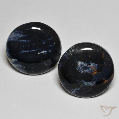 2 pièces assorties Pietersite Multicolore Tour de taille 14,1mm, poids total de 10,36 ct / moyenne de 5,18 ct chacune, Multicolore avec pureté Opaque , pierre gemme naturelle Non traité, dureté de Mohs 6.5 à 7 convient aux bijoux de tous les jours, pierre de sagesse, Photo A