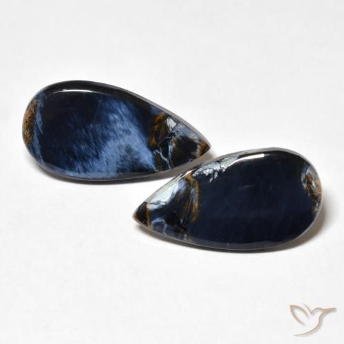 2 Stück/Paar Birne Pietersite in Größe 19,7 x 10,2mm, Gewicht 8,46 ct gesamt / durchschnittl. 4,23 ct, Mehrfarbig in Opaque Reinheit, Garantiert natürliche Edelsteine, Mohs-Härte 6,5 - 7 Geeignet für den täglichen Gebrauch im Schmuck, Photo A