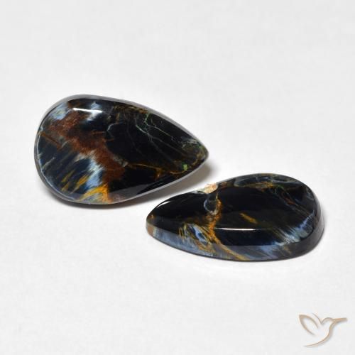 6.20 ctw Multicolor Pietersite Stones, Natural Pietersite in Pear Cabochon Shape for Sale