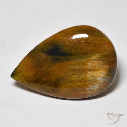 8.35ct Natural Gingerbread Brown Pietersite, Pear Shape, Opaque