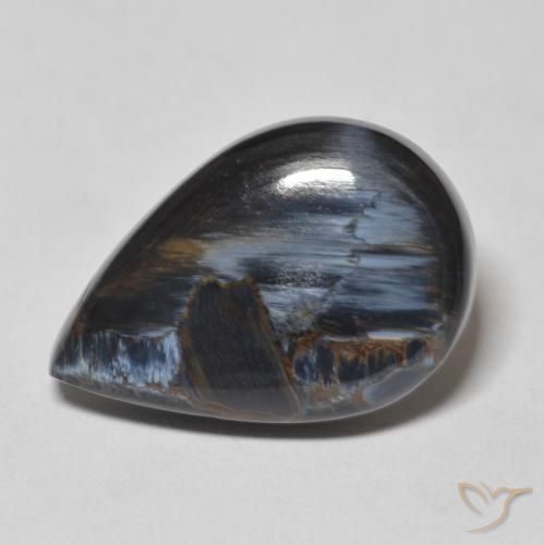 19,7 x 13,3mm birnenschliff mehrfarbiger Pietersite aus Namibia, Gewicht 10,69 ct, 1 Stück Pietersite - Farbe: Mehrfarbig, natürlicher Edelstein in Opaque Reinheit, Mohs-Härte von 6,5 - 7 Geeignet für den täglichen Gebrauch im Schmuck, Photo A
