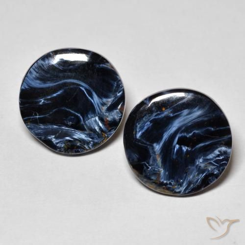 2 Stück runder mehrfarbiger Pietersite in der Größe 14,6mm, Gewicht 10,79 ct gesamt / durchschn. Je 5,4 ct, Mehrfarbig in Opaque Reinheit, Natürlicher Edelstein, Mohs-Härte 6,5 - 7 Geeignet für den täglichen Gebrauch im Schmuck , Photo A