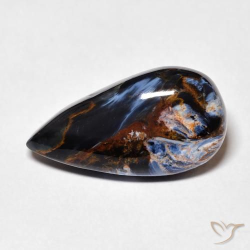 7.28 ct Multicolor Pietersite Gemstone, Pietersite Gem in Pear Cabochon Shape for Sale.