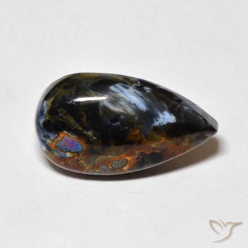 6.42ct Natural Multicolor Pietersite, Pear Shape, Opaque