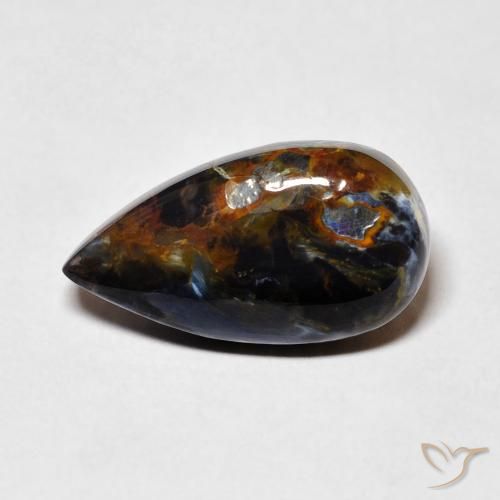 6.42 ct Multicolor Pietersite Stone, Natural Pietersite in Pear Cabochon Shape for Sale