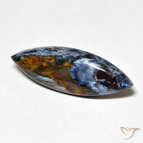 6.34 ct Multicolor Pietersite Stone, Natural Pietersite in Marquise Cabochon Shape for Sale