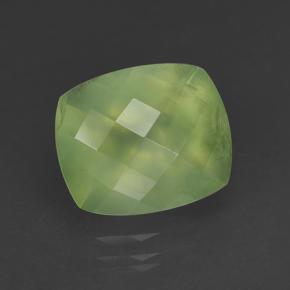 5.29 ct Green Prehnite Stone, Natural Prehnite in Cushion Checkerboard Shape for Sale