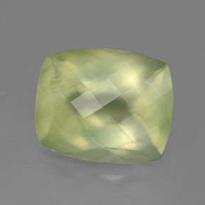 5.45 ct Green Prehnite Stone, Natural Prehnite in Cushion Checkerboard Shape for Sale