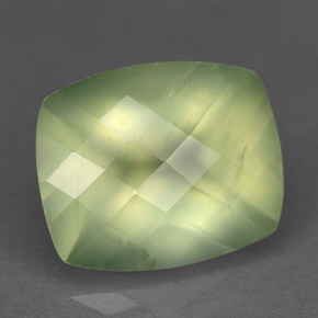 5.33 ct Green Prehnite Stone, Natural Prehnite in Cushion Checkerboard Shape for Sale