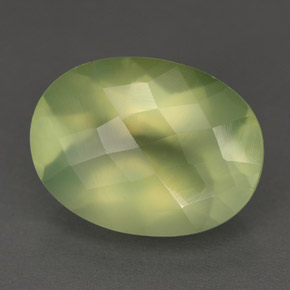 9.74 ct Green Prehnite Stone, Natural Prehnite in Oval Checkerboard Shape for Sale