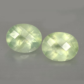5.26 ct Green Prehnite Gemstone, Prehnite Gem in Oval Checkerboard Shape for Sale.