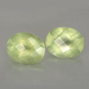 5.63 ct Green Prehnite Stone, Natural Prehnite in Oval Checkerboard Shape for Sale