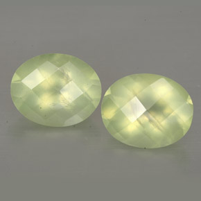 5.35 ct Green Prehnite Gemstone, Prehnite Gem in Oval Checkerboard Shape for Sale.