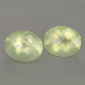 5.35 ct Green Prehnite Stone, Natural Prehnite in Oval Checkerboard Shape for Sale