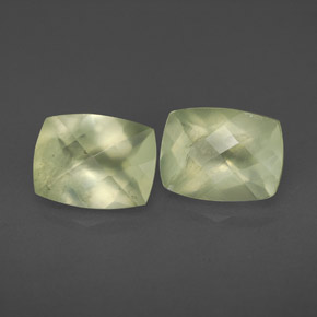 2.87 ct Green Prehnite Stone, Natural Prehnite in Cushion Checkerboard Shape for Sale