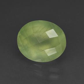 4.92 ct Green Prehnite Stone, Natural Prehnite in Oval Checkerboard Shape for Sale