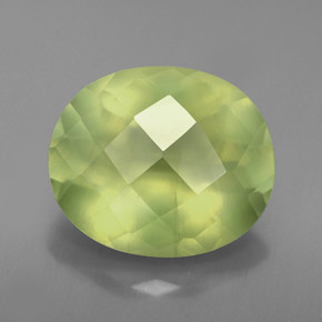 4.18 ct Green Prehnite Gemstone, Prehnite Gem in Oval Checkerboard Shape for Sale.