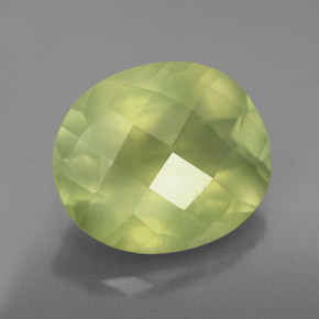 4.18 ct Green Prehnite Stone, Natural Prehnite in Oval Checkerboard Shape for Sale