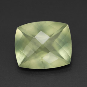 4.73 ct Green Prehnite Gemstone, Prehnite Gem in Cushion Checkerboard Shape for Sale.