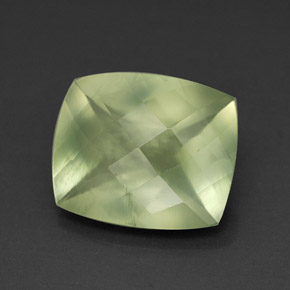 4.73 ct Green Prehnite Stone, Natural Prehnite in Cushion Checkerboard Shape for Sale