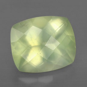 5.66 ct Green Prehnite Stone, Natural Prehnite in Cushion Checkerboard Shape for Sale