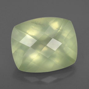 5.16 ct Green Prehnite Stone, Natural Prehnite in Cushion Checkerboard Shape for Sale