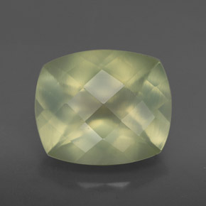 5.04 ct Green Prehnite Gemstone, Prehnite Gem in Cushion Checkerboard Shape for Sale.
